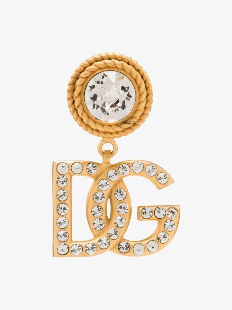 Gold-plated Logo Crystal Drop Earrings