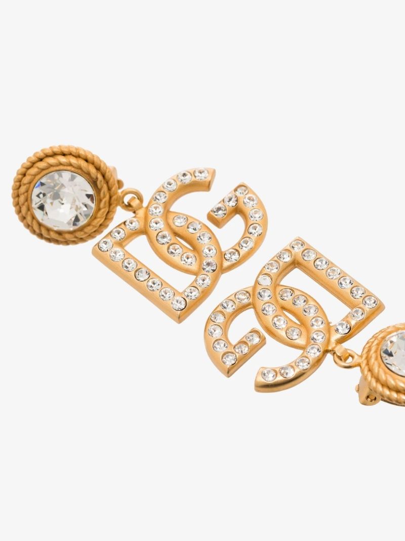 Gold-plated Logo Crystal Drop Earrings