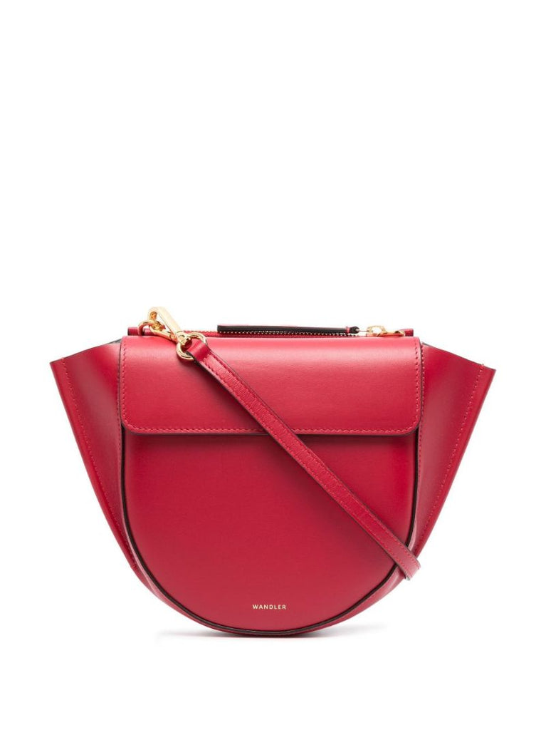 Red Hortensia Mini Leather Shoulder Bag