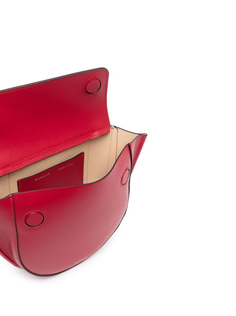 Red Hortensia Mini Leather Shoulder Bag
