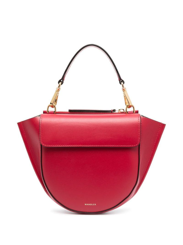 Red Hortensia Mini Leather Shoulder Bag