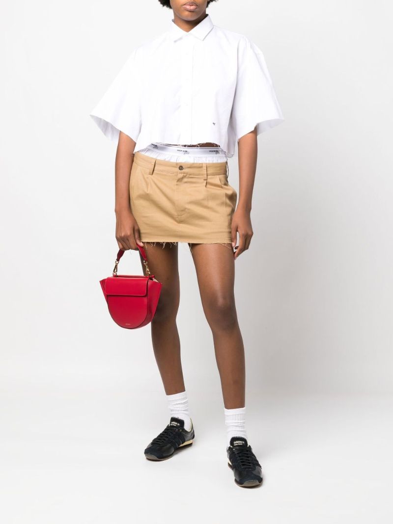 Red Hortensia Mini Leather Shoulder Bag