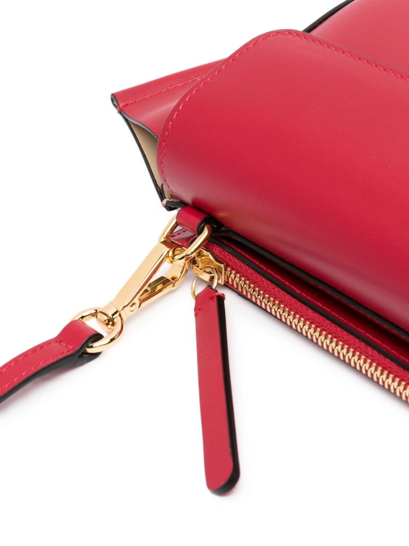 Red Hortensia Mini Leather Shoulder Bag