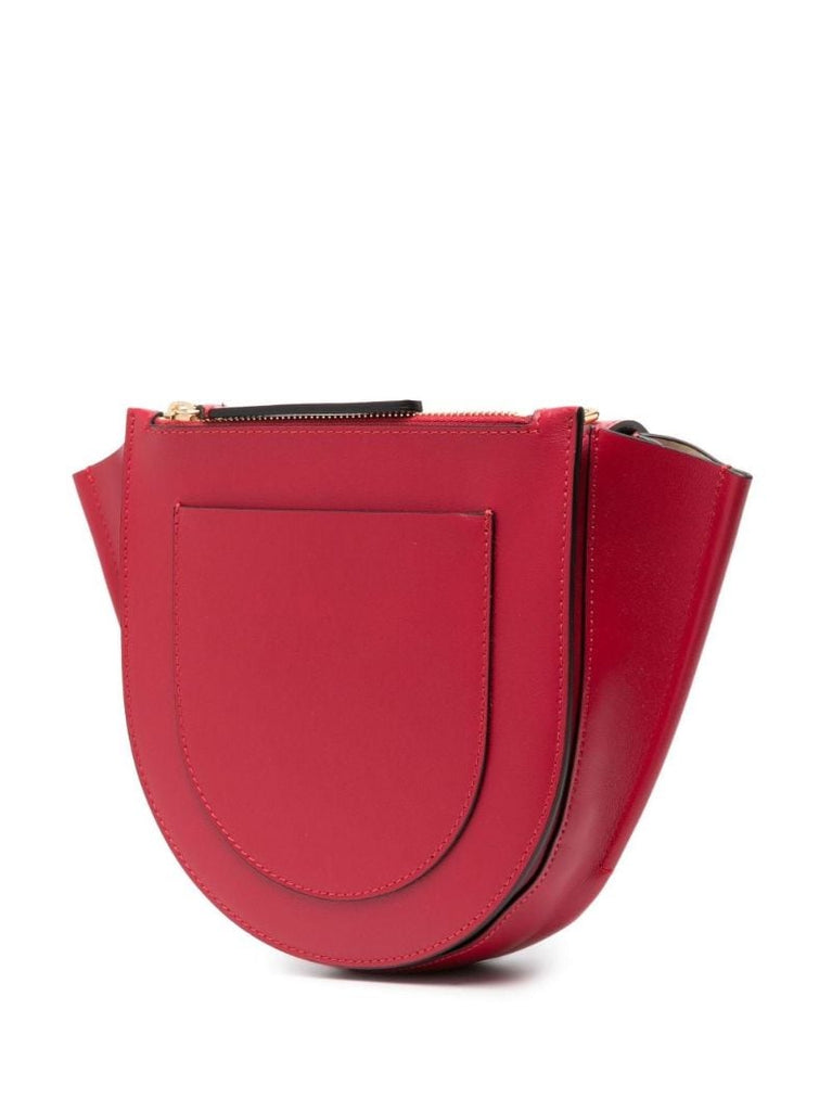 Red Hortensia Mini Leather Shoulder Bag