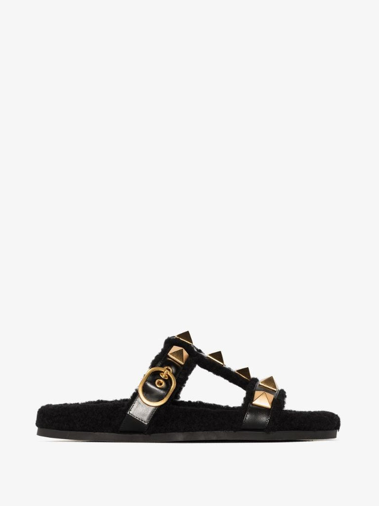 Black Roman Stud Leather Sandals
