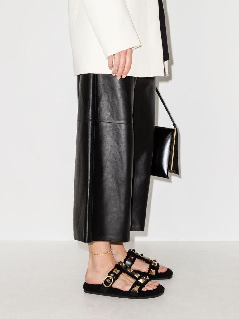 Black Roman Stud Leather Sandals