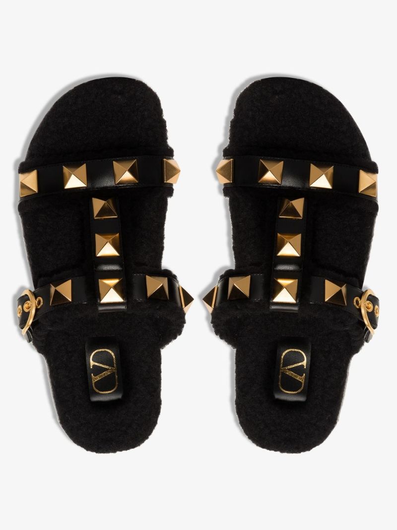 Black Roman Stud Leather Sandals