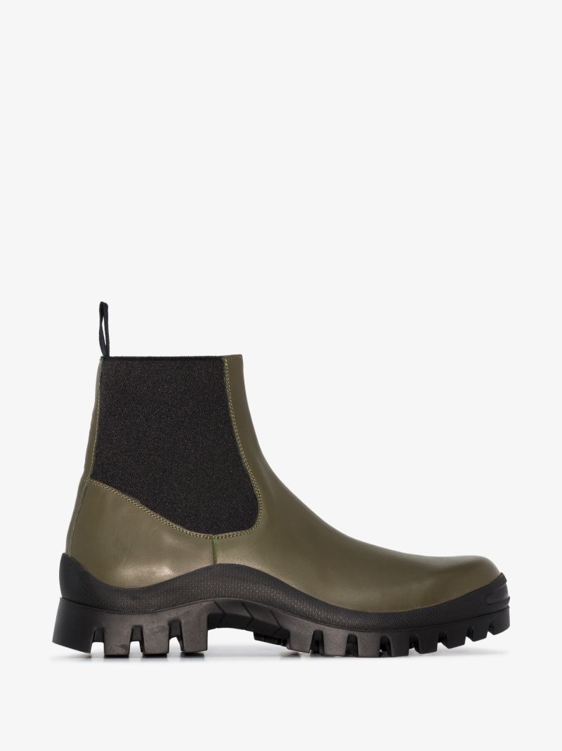 Green Catania Leather Ankle Boots