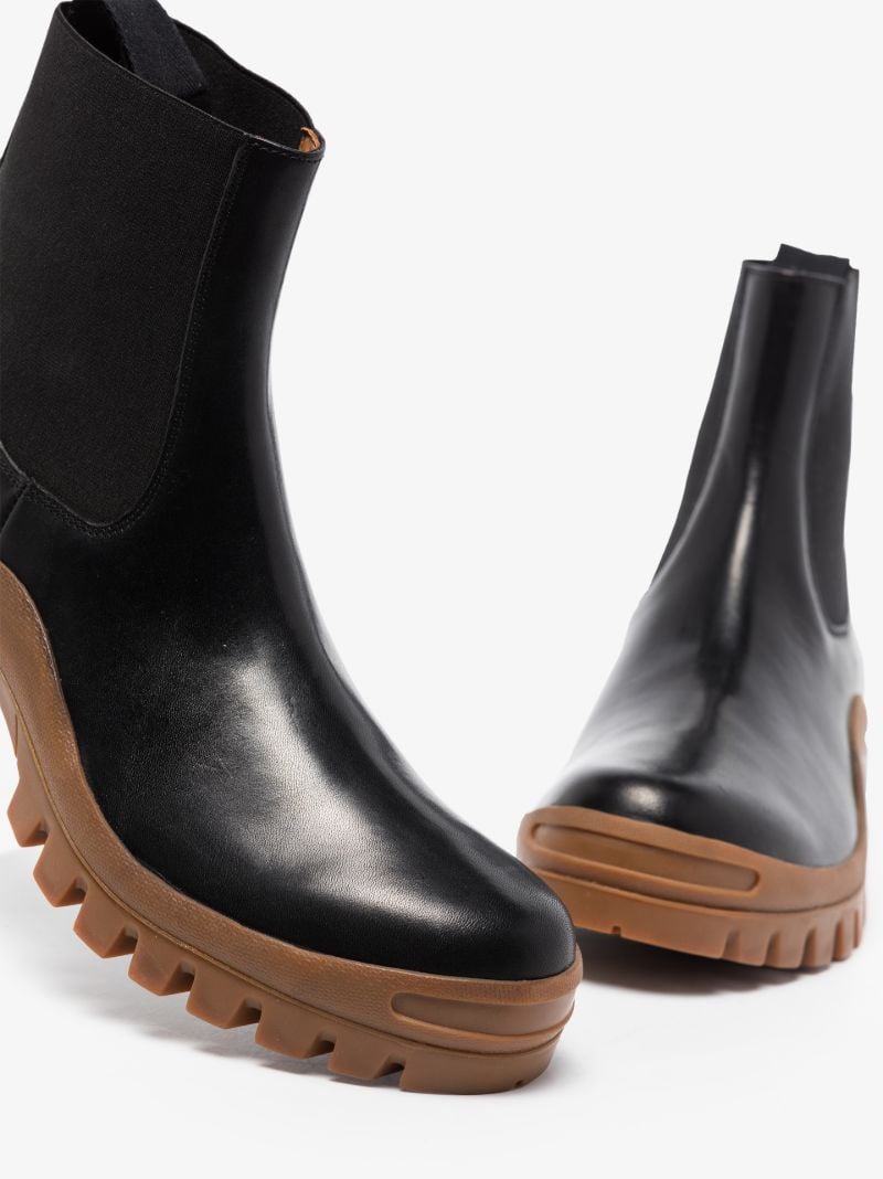 Black and Brown Catania Leather Ankle Boots