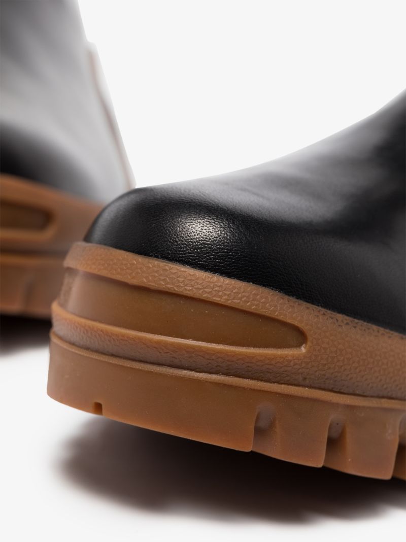 Black and Brown Catania Leather Ankle Boots