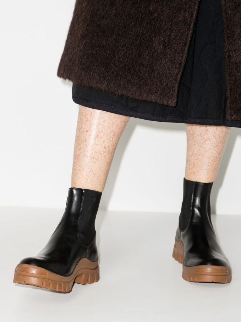 Black and Brown Catania Leather Ankle Boots