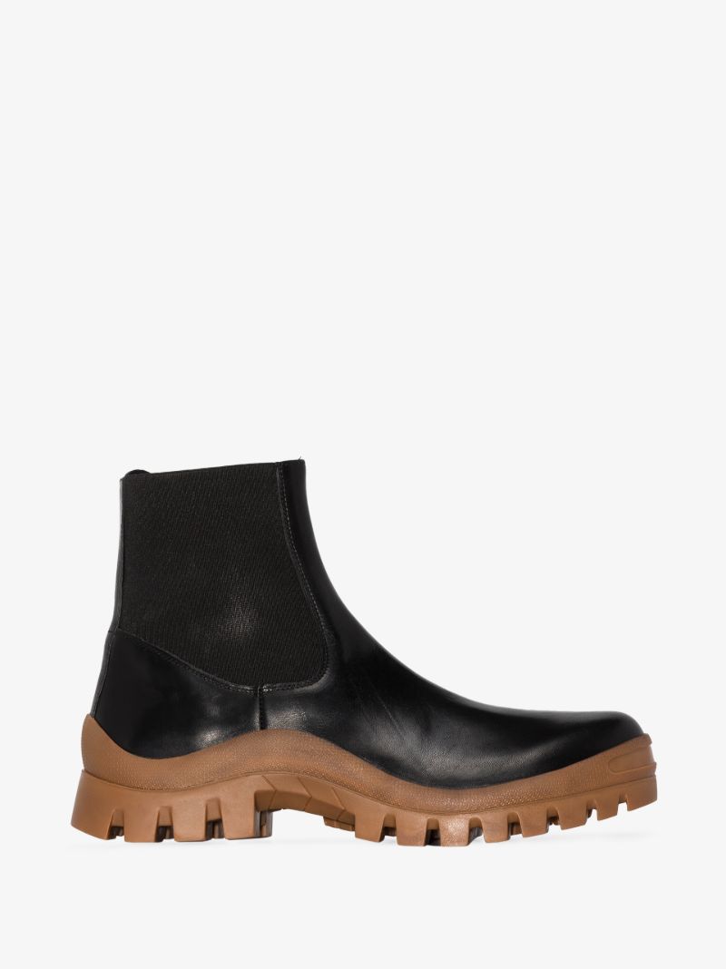 Black and Brown Catania Leather Ankle Boots