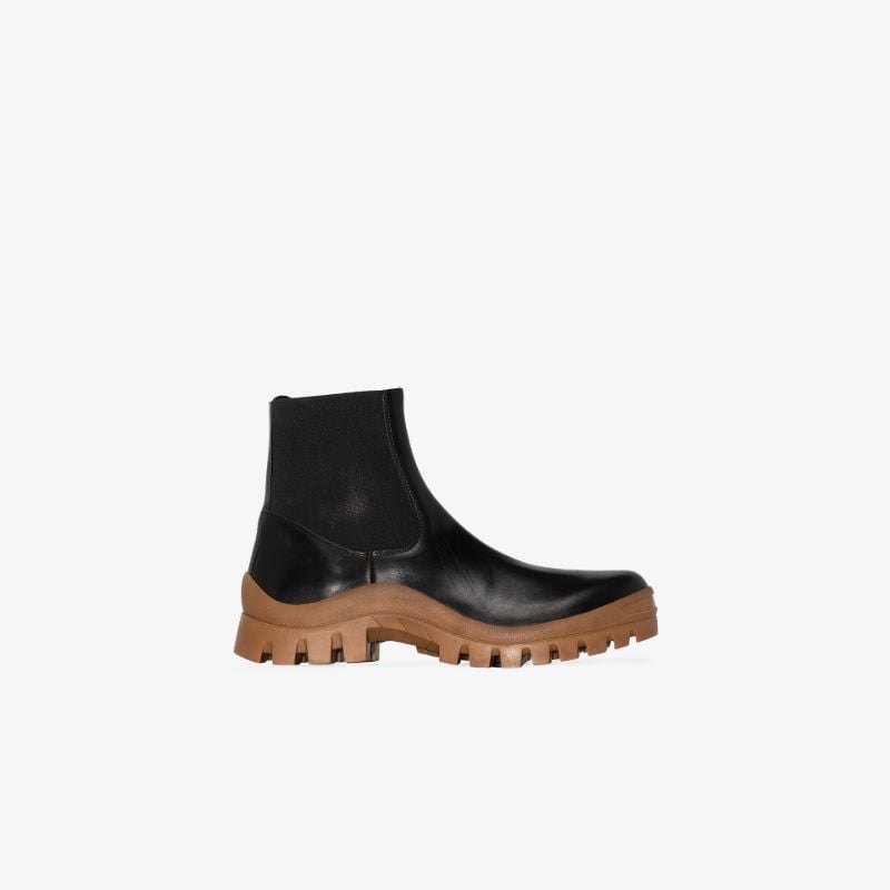 Black and Brown Catania Leather Ankle Boots
