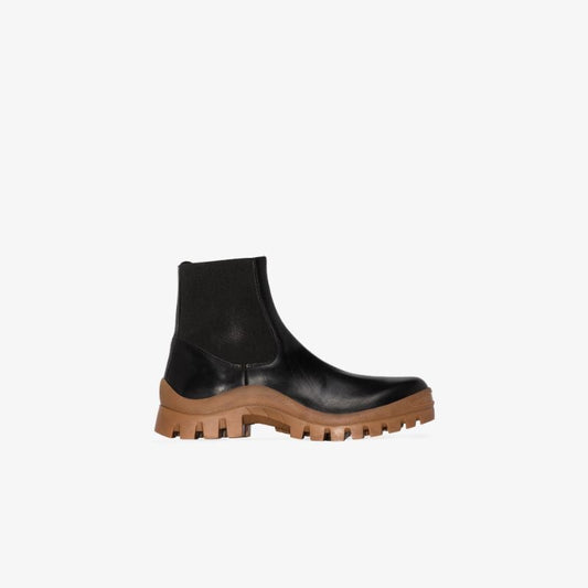 Black and Brown Catania Leather Ankle Boots