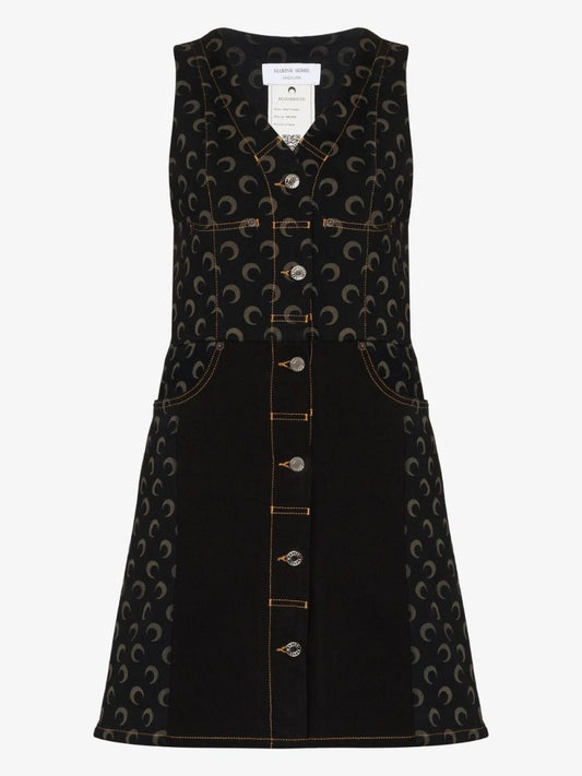 Regenerated Crescent Moon Denim Mini Dress
