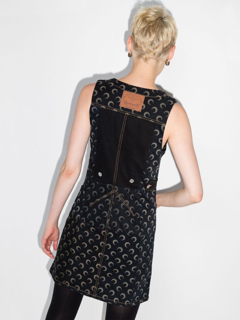 Regenerated Crescent Moon Denim Mini Dress