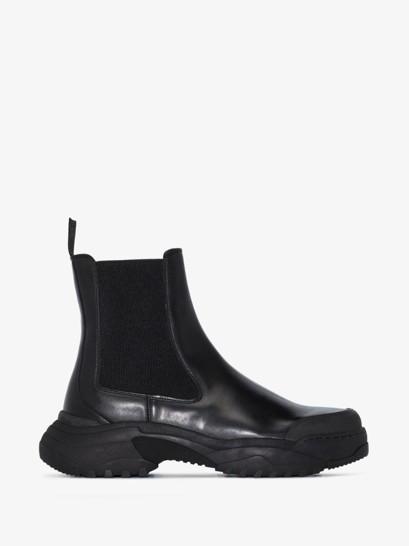 Black Faux Leather Chelsea Boots