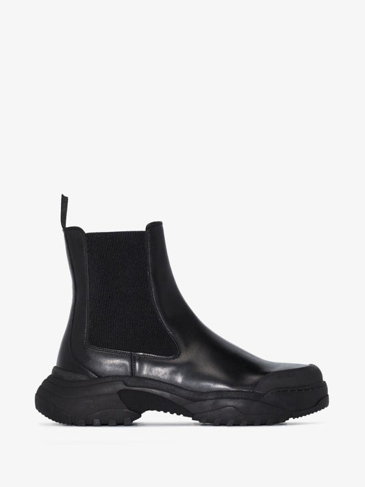 Black Faux Leather Chelsea Boots
