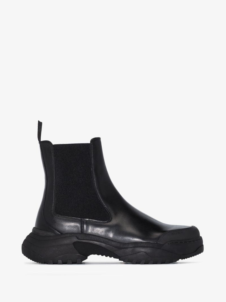 Black Faux Leather Chelsea Boots
