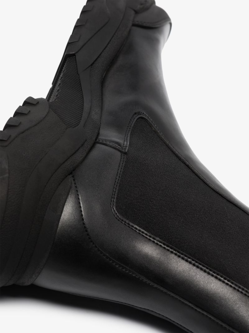 Black Faux Leather Chelsea Boots