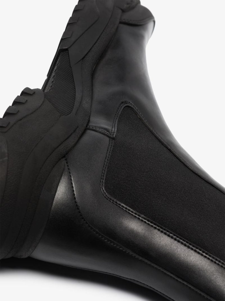 Black Faux Leather Chelsea Boots