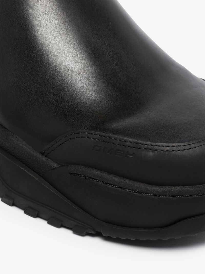 Black Faux Leather Chelsea Boots
