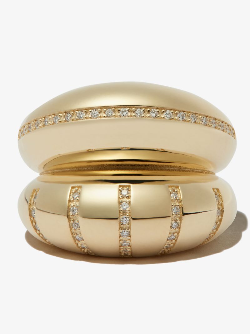 14k Yellow Gold Double Bubble Diamond Ring