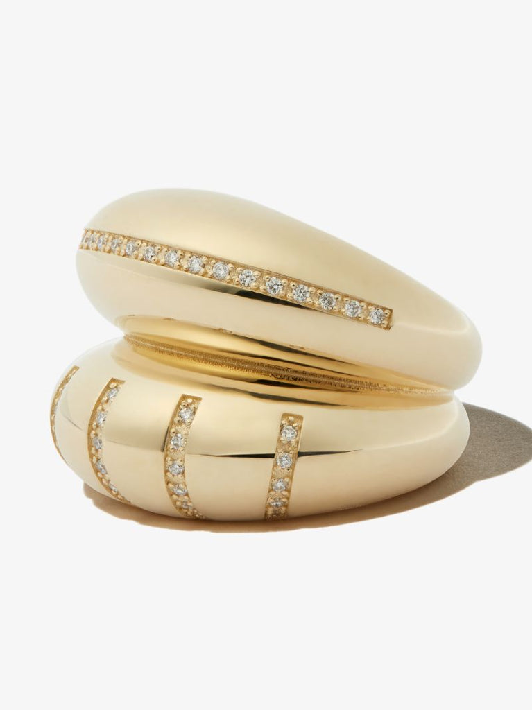 14k Yellow Gold Double Bubble Diamond Ring