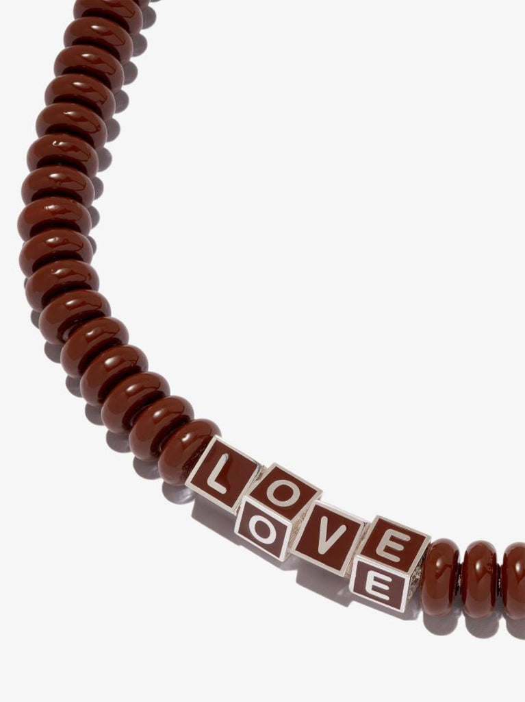 Brown Love Beaded Necklace