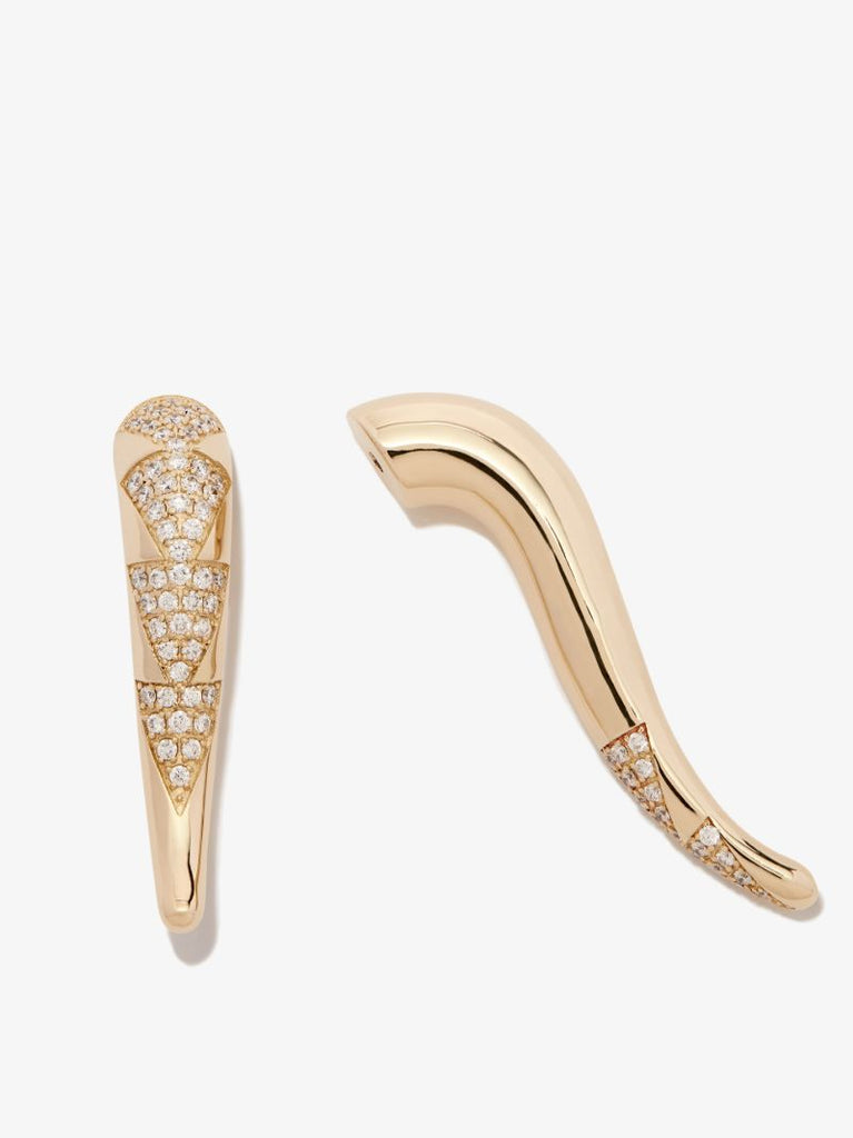 14k Yellow Gold Medium Front and Back Diamond Earring