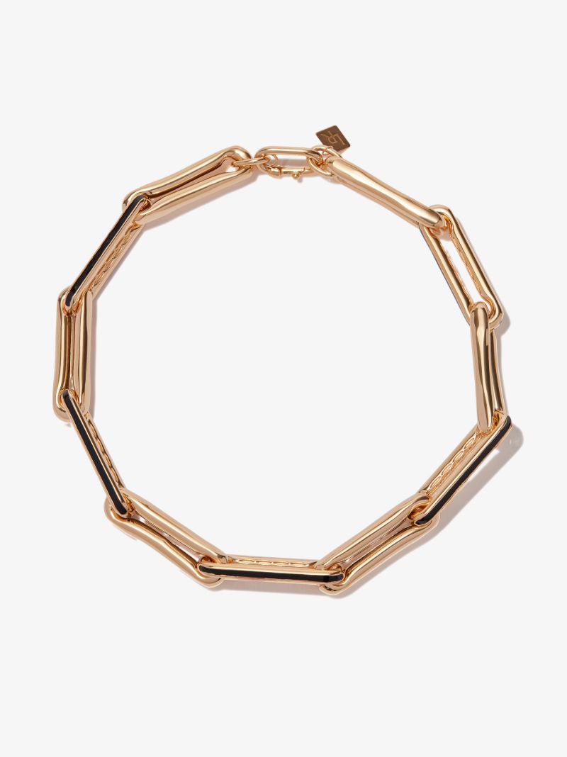 14k Yellow Gold Xl Link Enamel Necklace