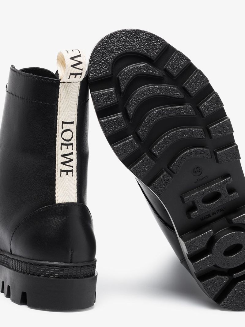 Black Leather Combat Boots