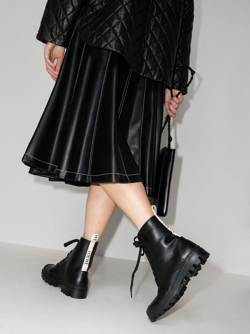 Black Leather Combat Boots