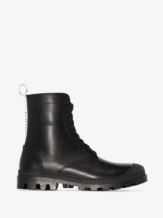 Black Leather Combat Boots