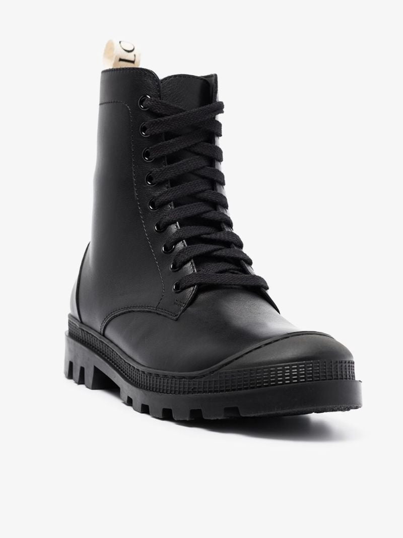 Black Leather Combat Boots