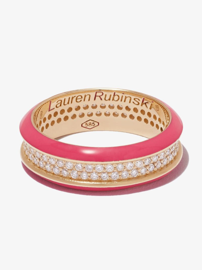 14k Yellow Gold Enamel Diamond Ring