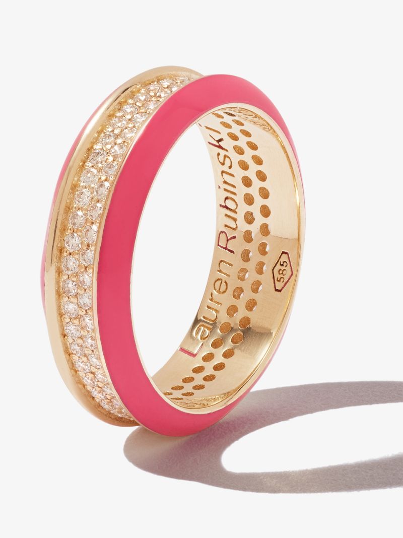 14k Yellow Gold Enamel Diamond Ring