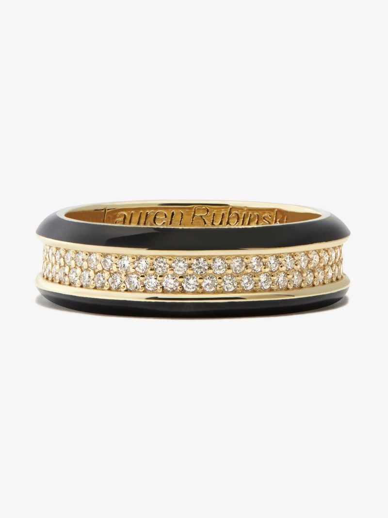 14k Yellow Gold Enamel Diamond Ring