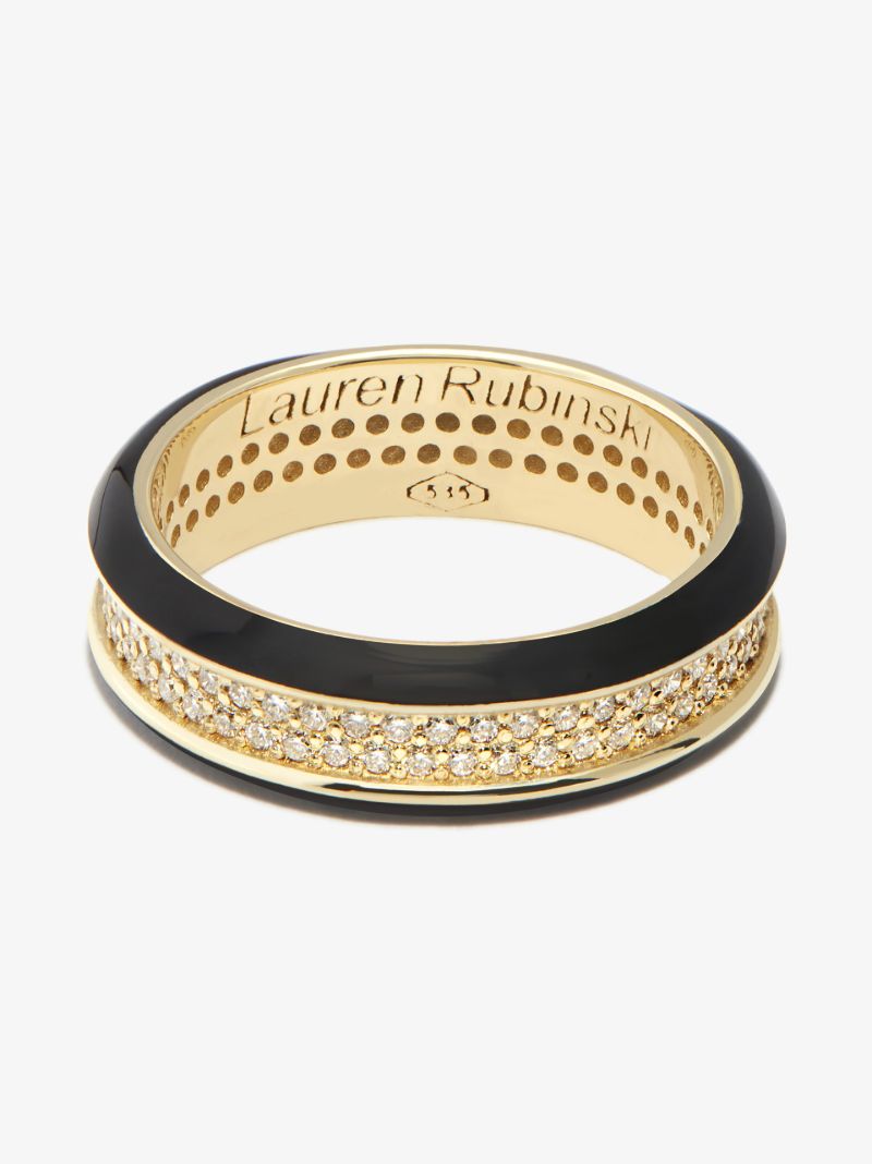 14k Yellow Gold Enamel Diamond Ring