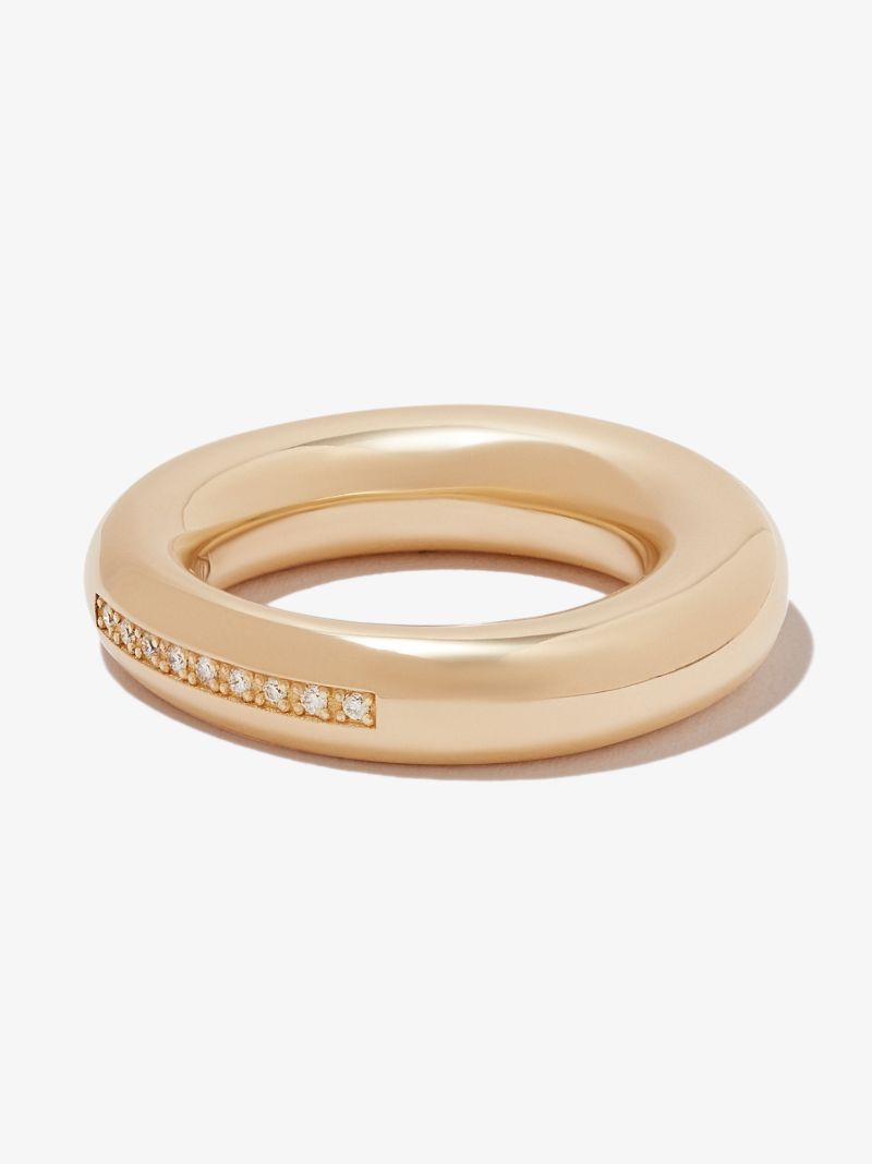14k Yellow Gold Puffy Diamond Ring
