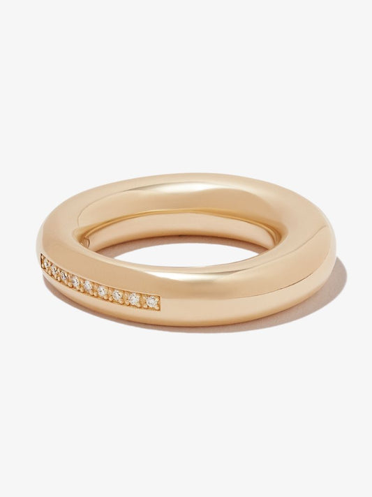 14k Yellow Gold Puffy Diamond Ring