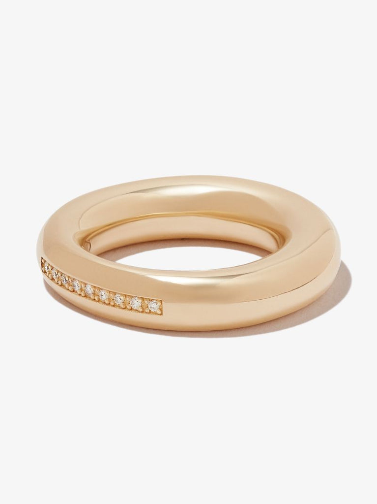 14k Yellow Gold Puffy Diamond Ring