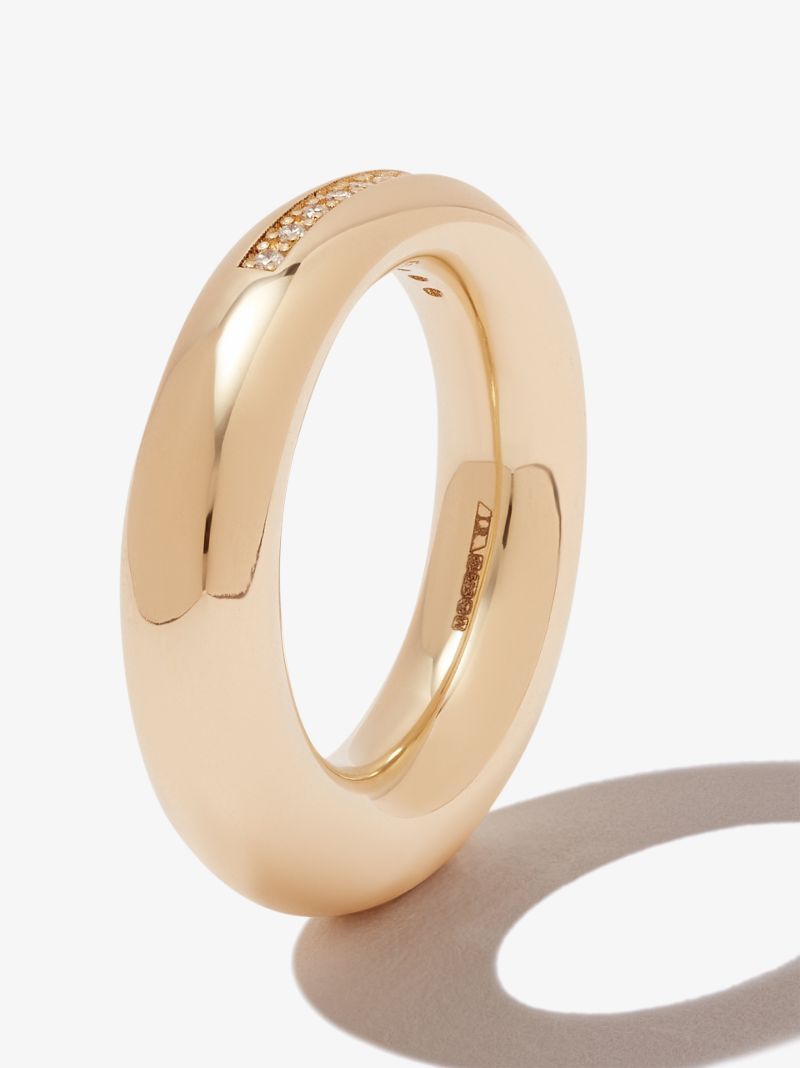 14k Yellow Gold Puffy Diamond Ring