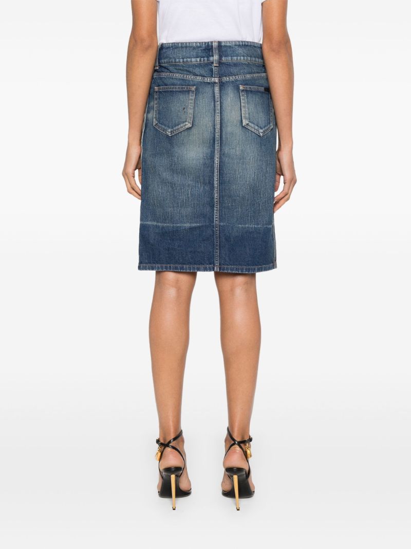 Blue Button-up Denim Skirt
