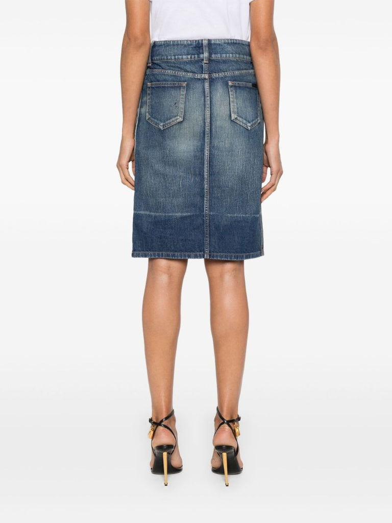 Blue Button-up Denim Skirt