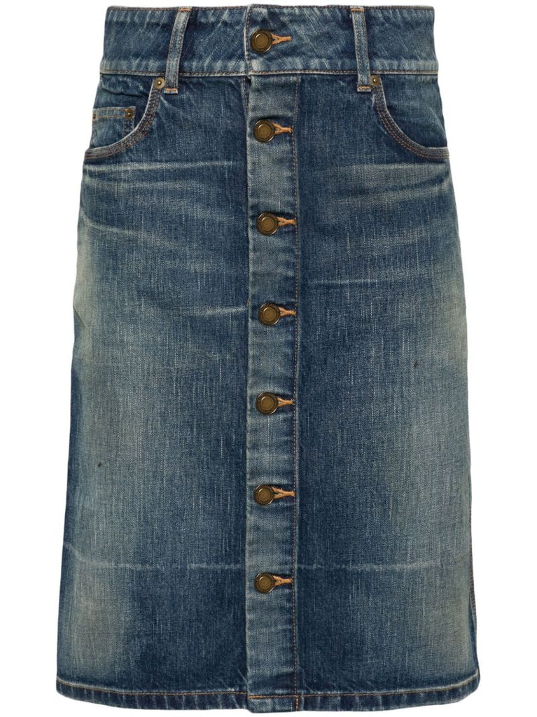 Blue Button-up Denim Skirt