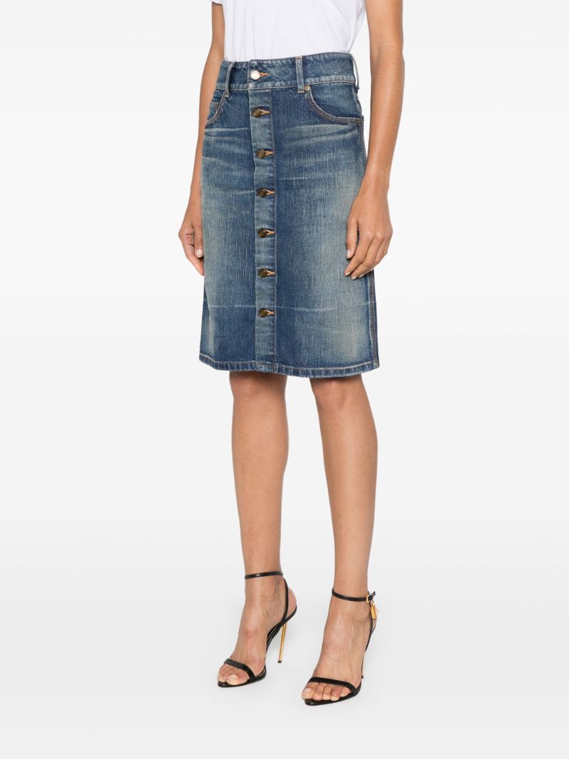 Blue Button-up Denim Skirt