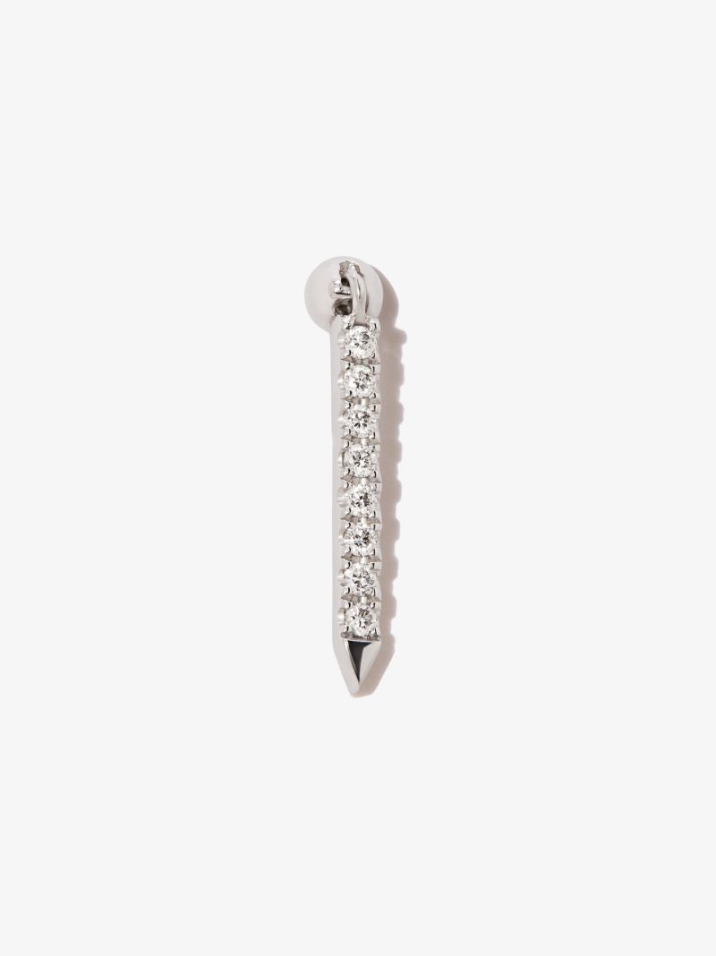 18k White Gold Eternity Bar Diamond Earring