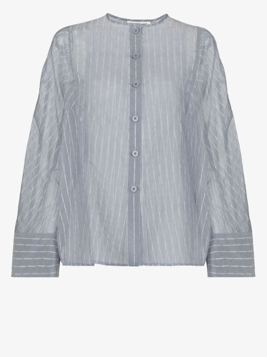 Collarless Striped Shirt