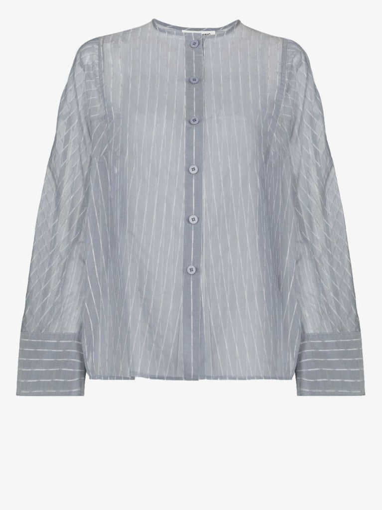 Collarless Striped Shirt